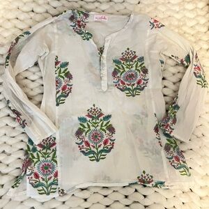 Chic White Floral Tunic by Anokhi